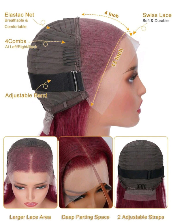 Burgundy Lace Front Human Hair Bob Wig - We Boujee South Africa