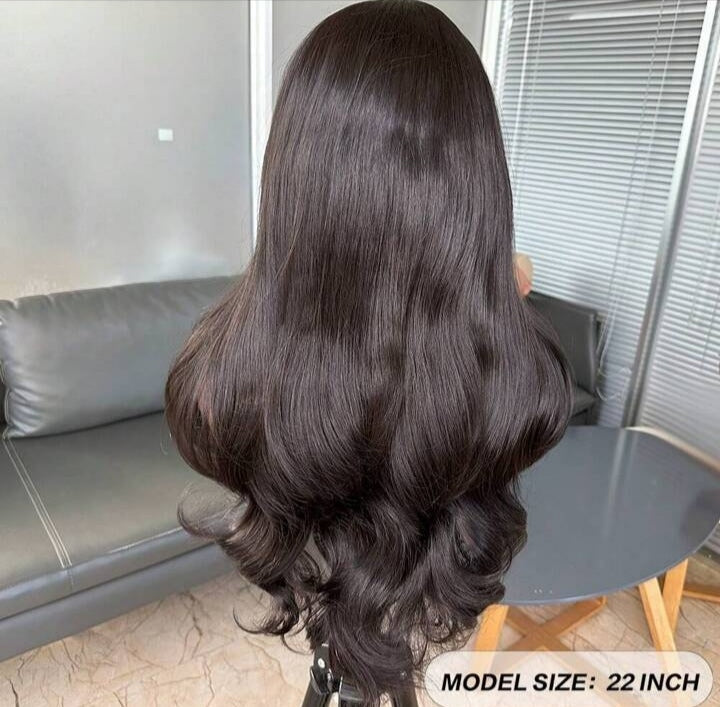 Natural Black Curtain Bangs Lace Front Wig - 22" - We Boujee South Africa